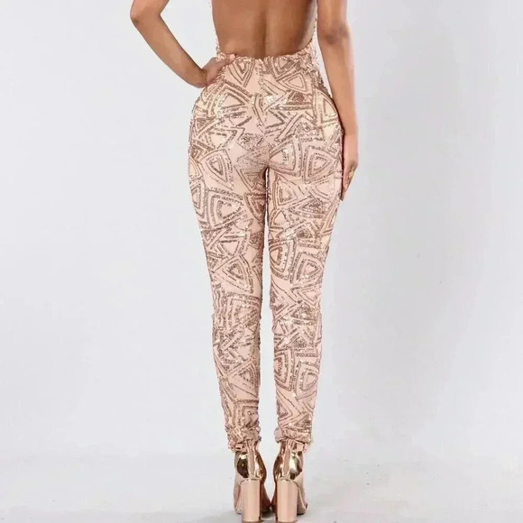 GLAMOUR GIRL BLACK NUDE SEQUIN JUMPSUIT - Picture 10 of 11